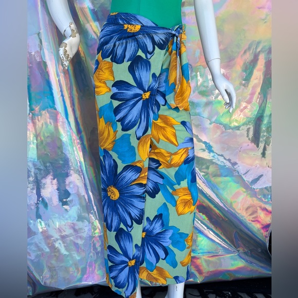 Blue Mint and Golden Orange Floral Skirt Set - Picture 11 of 14
